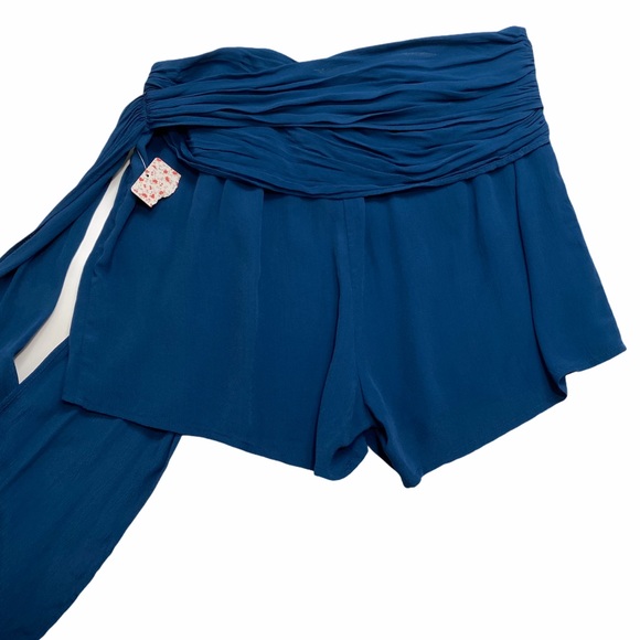 $128 Free People Wrap Style Silk Short Feaux Skirt - Picture 3 of 12